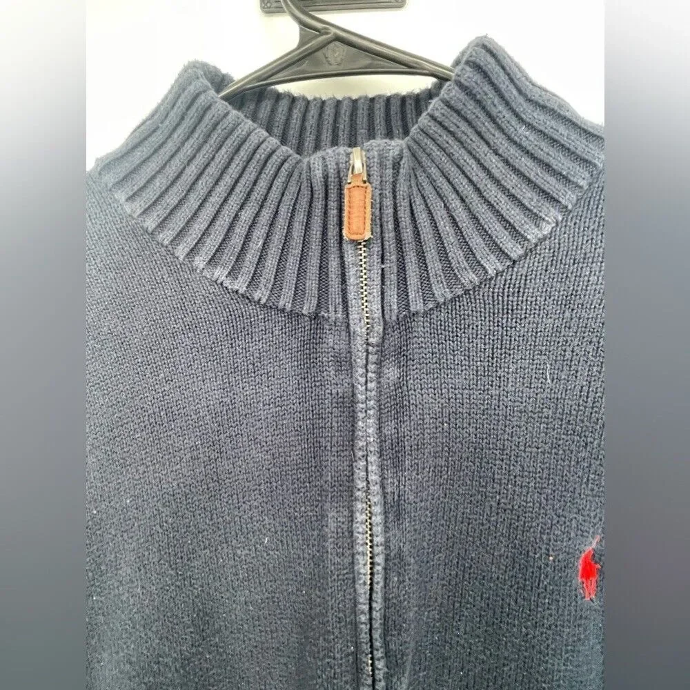 Men's Ralph, Lauren polo, pullover, quarter zip blue sweater,‎ size large
